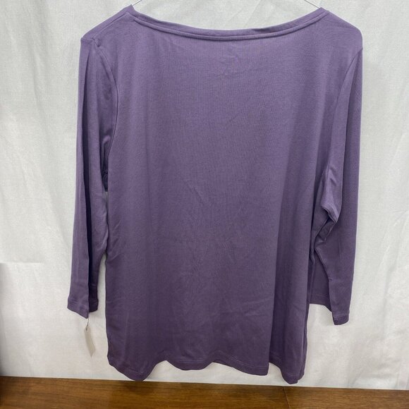 NWT Talbots Tee Plus T Shirt Women's 2X Purple 3/4 Sleeve cotton top - Picture 2 of 4